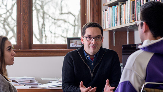 Student talking to an advisor