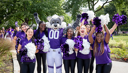 School mascot with students